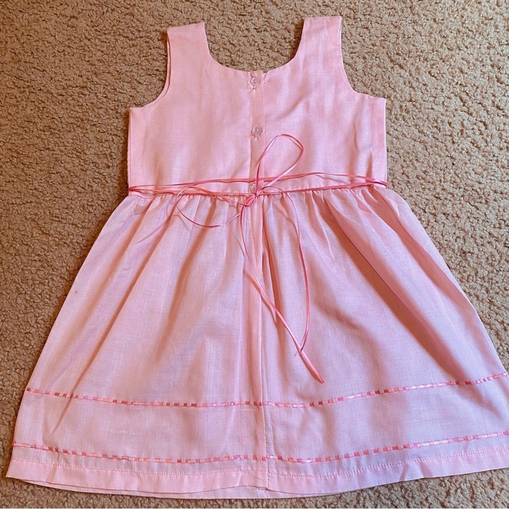 Pink Embroidered Kids Dress - Picture 5 of 6